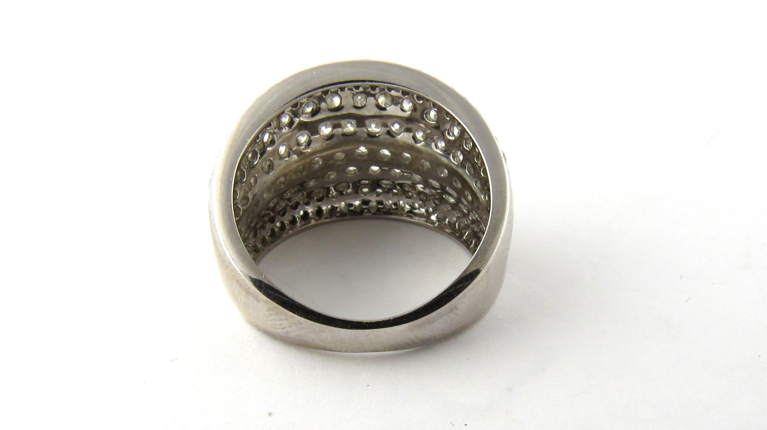 Round Cut Vintage 14K White Gold Diamond Concave Cigar Band Ring 6 1/2 3.27 Carats