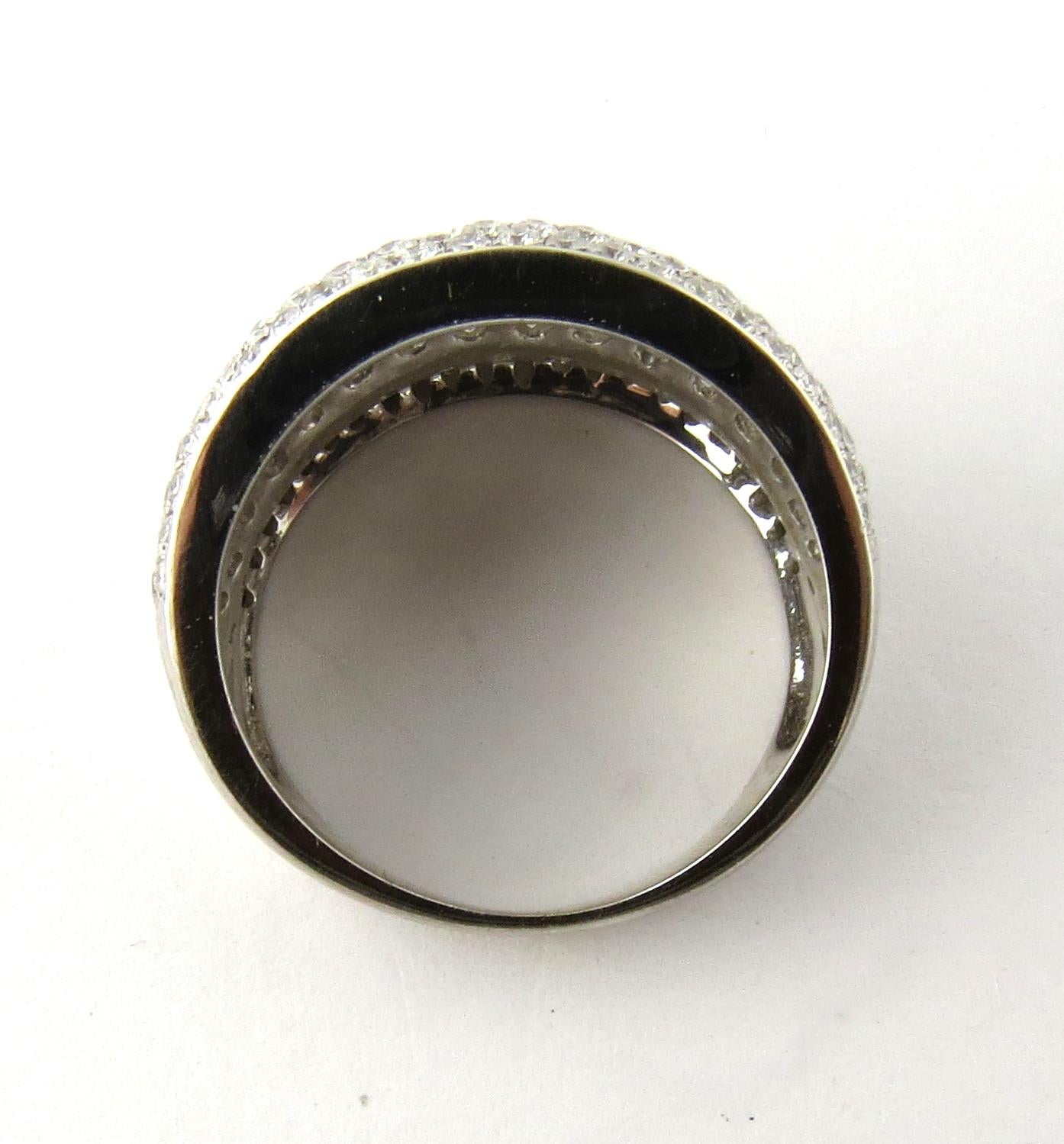 Vintage 14K White Gold Diamond Concave Cigar Band Ring 6 1/2 3.27 Carats In Good Condition In Washington Depot, CT
