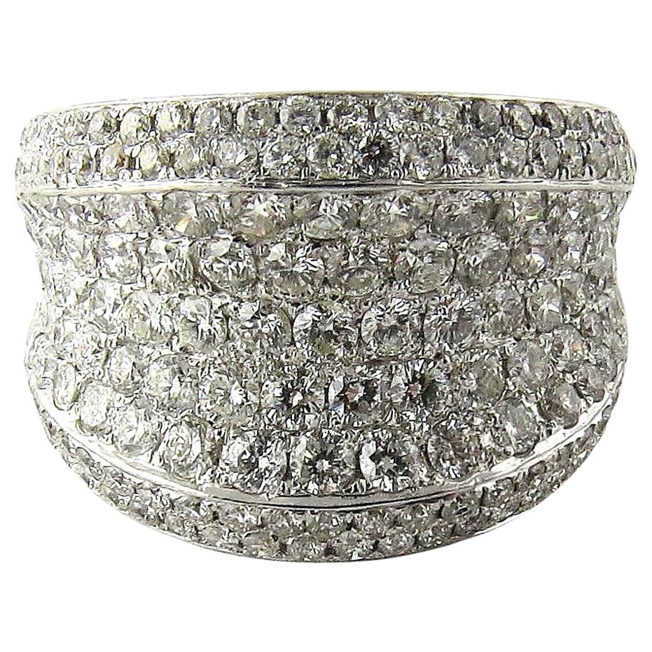 Vintage 14K White Gold Diamond Concave Cigar Band Ring 6 1/2 3.27 Carats