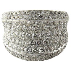 Vintage 14K White Gold Diamond Concave Cigar Band Ring 6 1/2 3.27 Carats