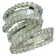 Vintage 14K White Gold Diamond Crossover Ring