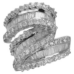 Vintage 14K White Gold Diamond Crossover Ring