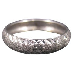 Retro 14K White Gold Diamond Cut Wedding Band Ring Size 5