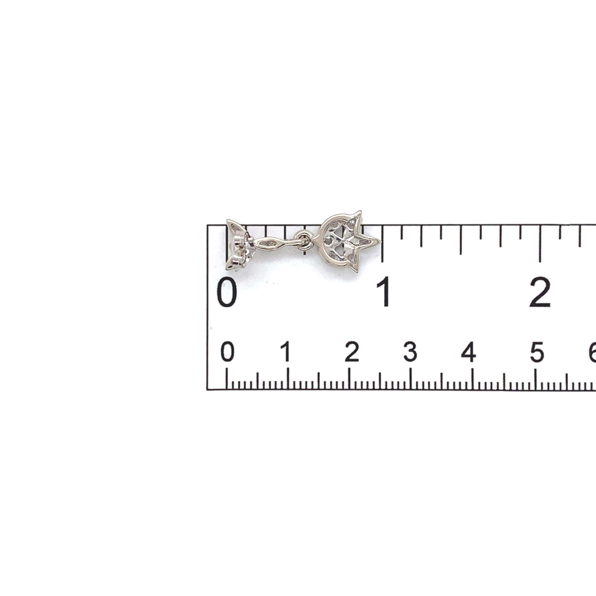 Pendientes de gota de diamantes vintage de oro blanco de 14 quilates en venta 1