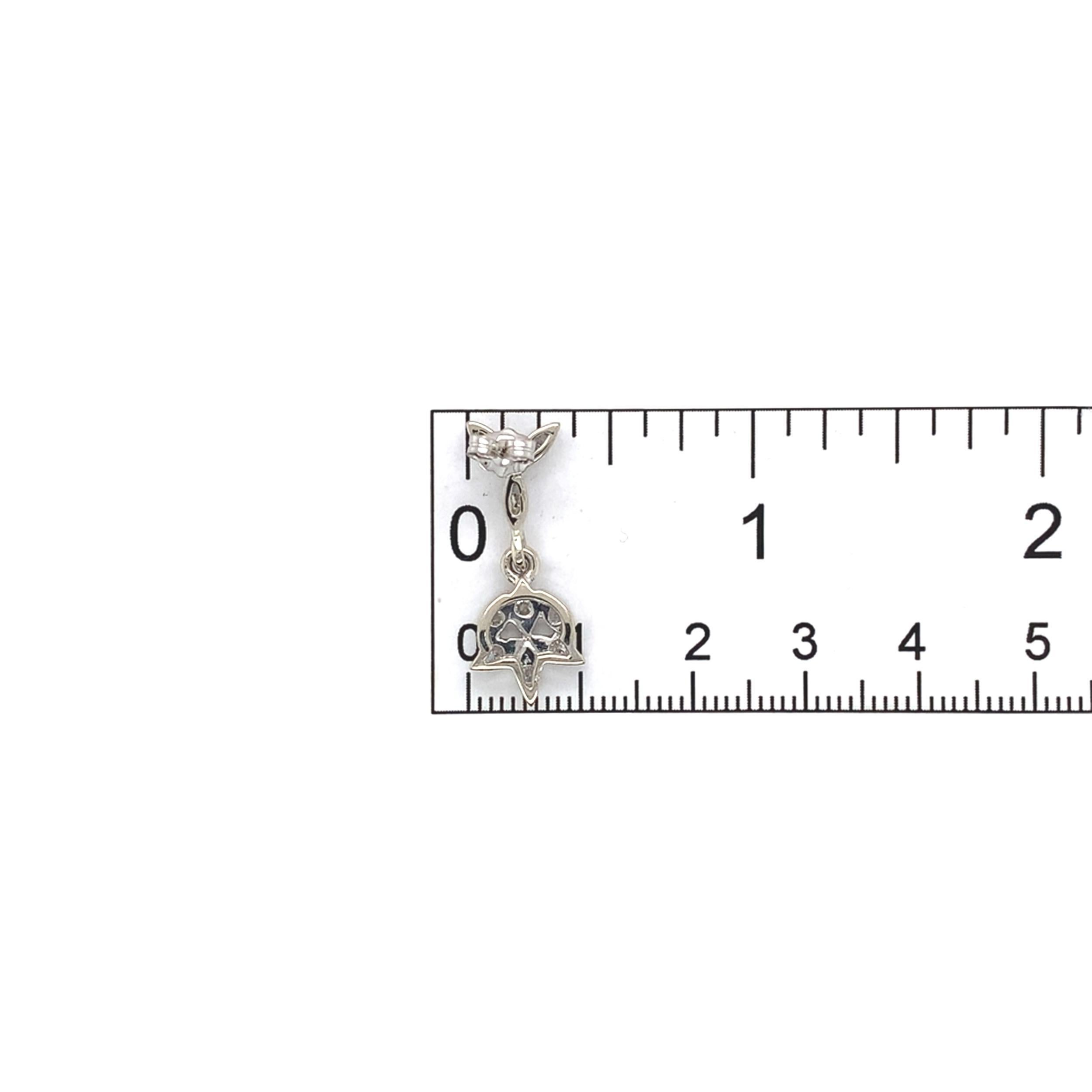 Pendientes de gota de diamantes vintage de oro blanco de 14 quilates en venta 2