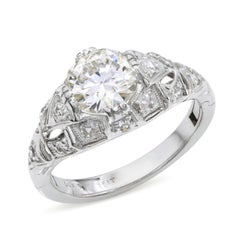 Vintage 14K White Gold Diamond Engagement Ring