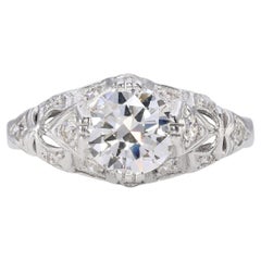 Vintage 14K White Gold Diamond Engagement Ring