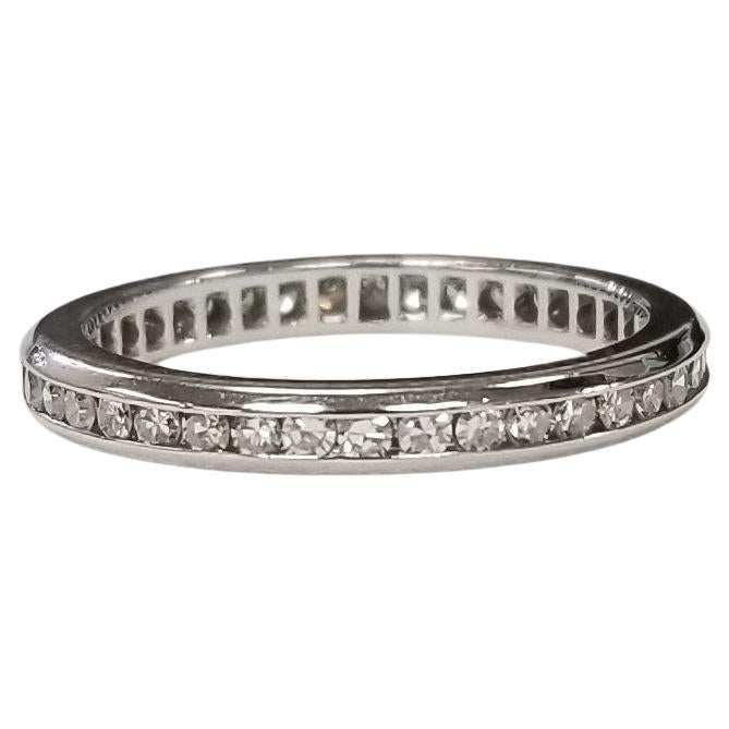 Vintage 14k White Gold Diamond  Eternity Ring .85 carats For Sale