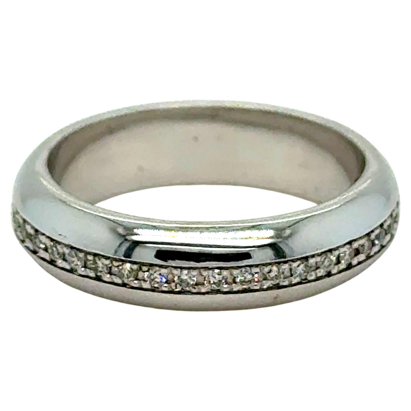 Alianza de boda vintage de oro blanco de 14 quilates con diamantes - 0,50 ct.