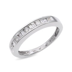 Vintage 14k White Gold Diamond Half Band Ring