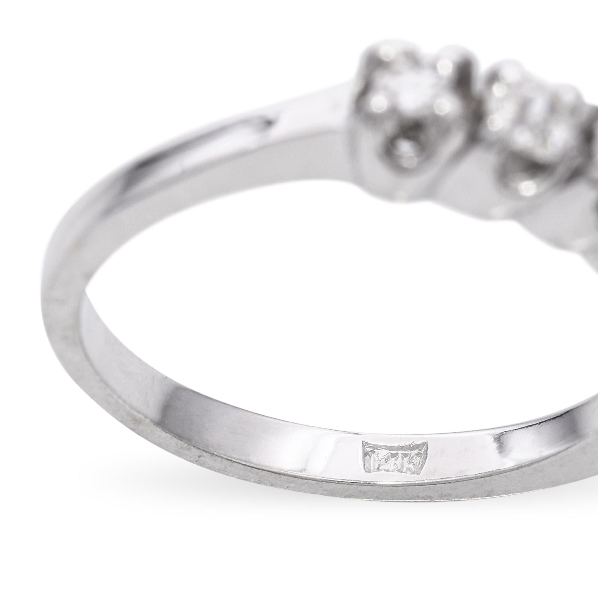 Vintage 14k White Gold Diamond Half Band Ring For Sale 2