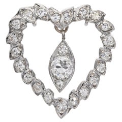 Vintage 14k White Gold Diamond Heart Pendant