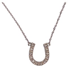 Used 14K White Gold Diamond Horseshoe Necklace
