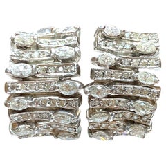 Vintage 14K White Gold Diamond J Hoop Earrings