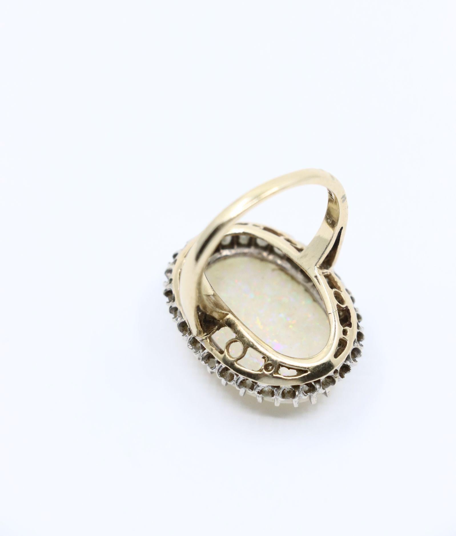 Vintage 14K Weißgold Diamant Opal Cocktail Ring im Angebot 6