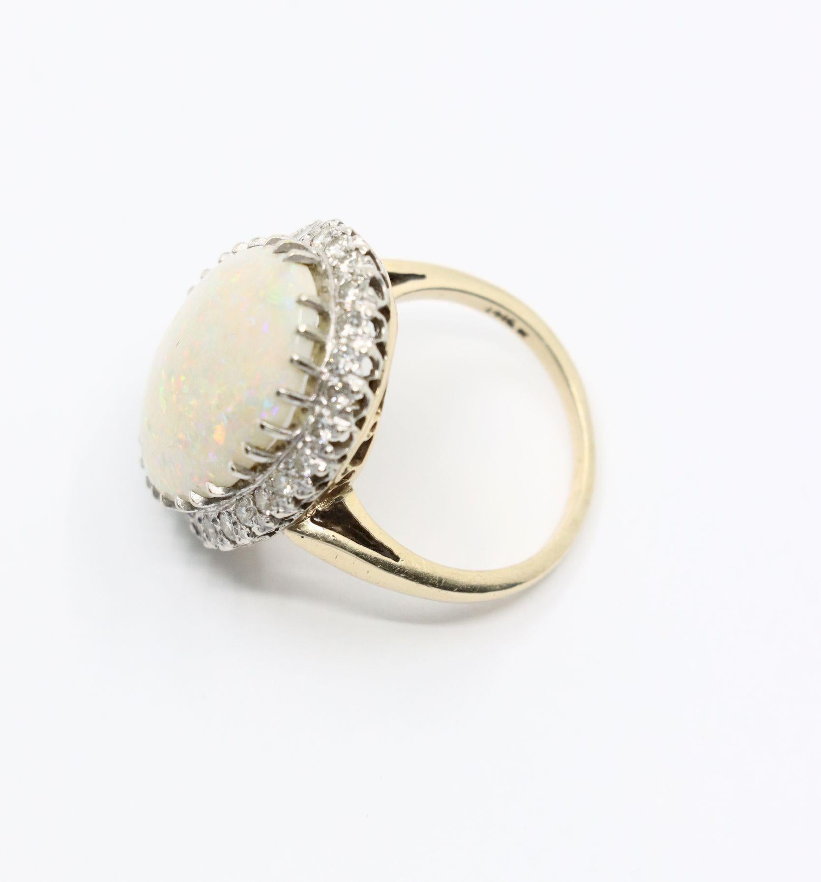 Vintage 14K Weißgold Diamant Opal Cocktail Ring im Angebot 8