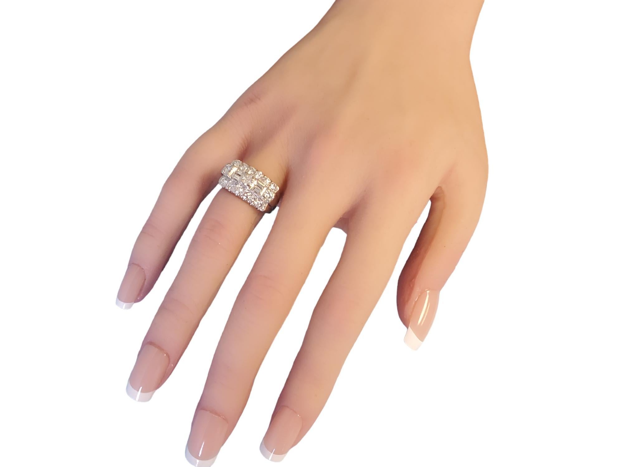 Vintage 14k Weißgold Diamantring 1,36tcw Weiße saubere Diamanten Damen im Angebot