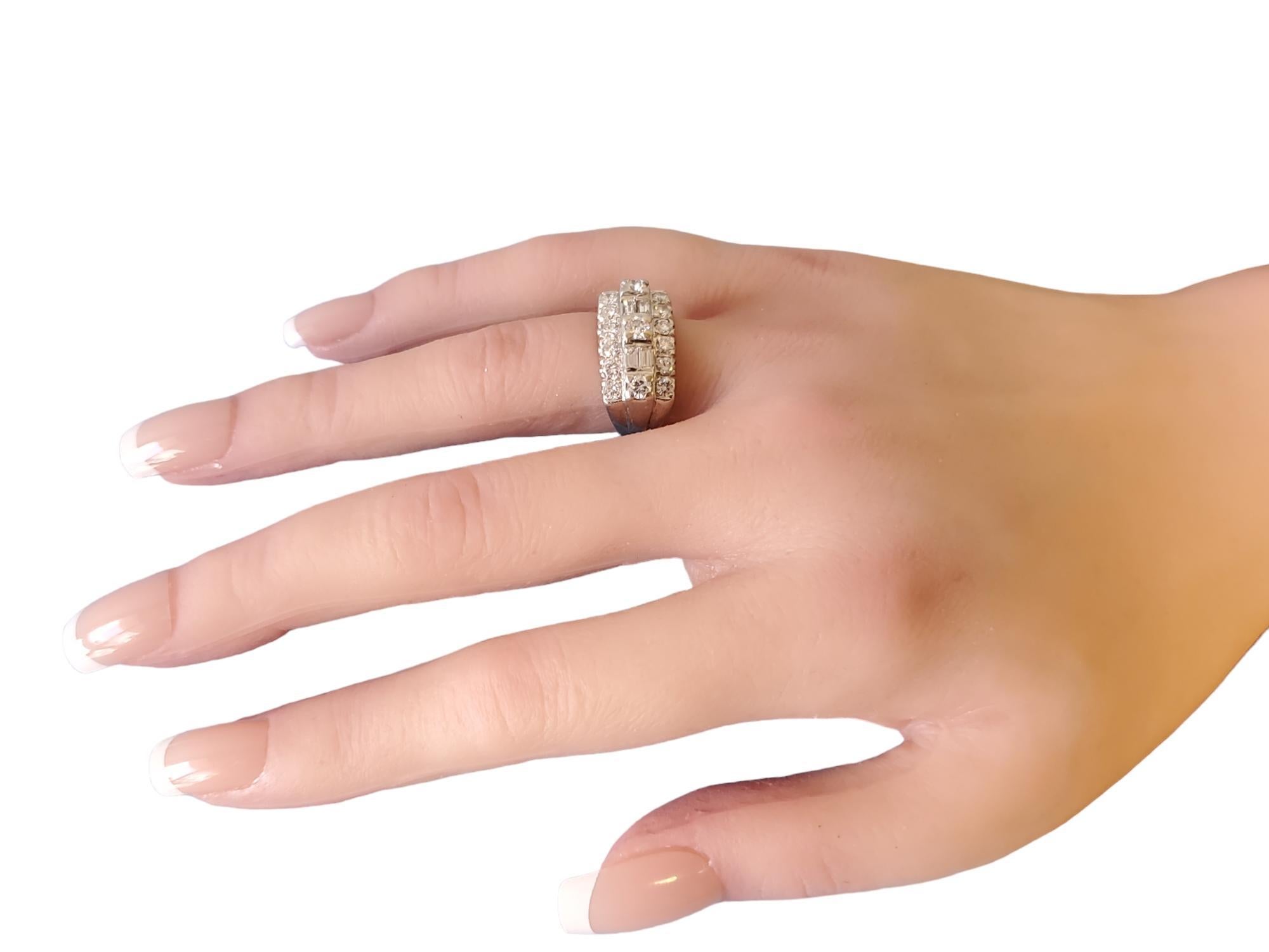 Vintage 14k White Gold Diamond Ring 1.36tcw White Clean Diamonds For Sale 1