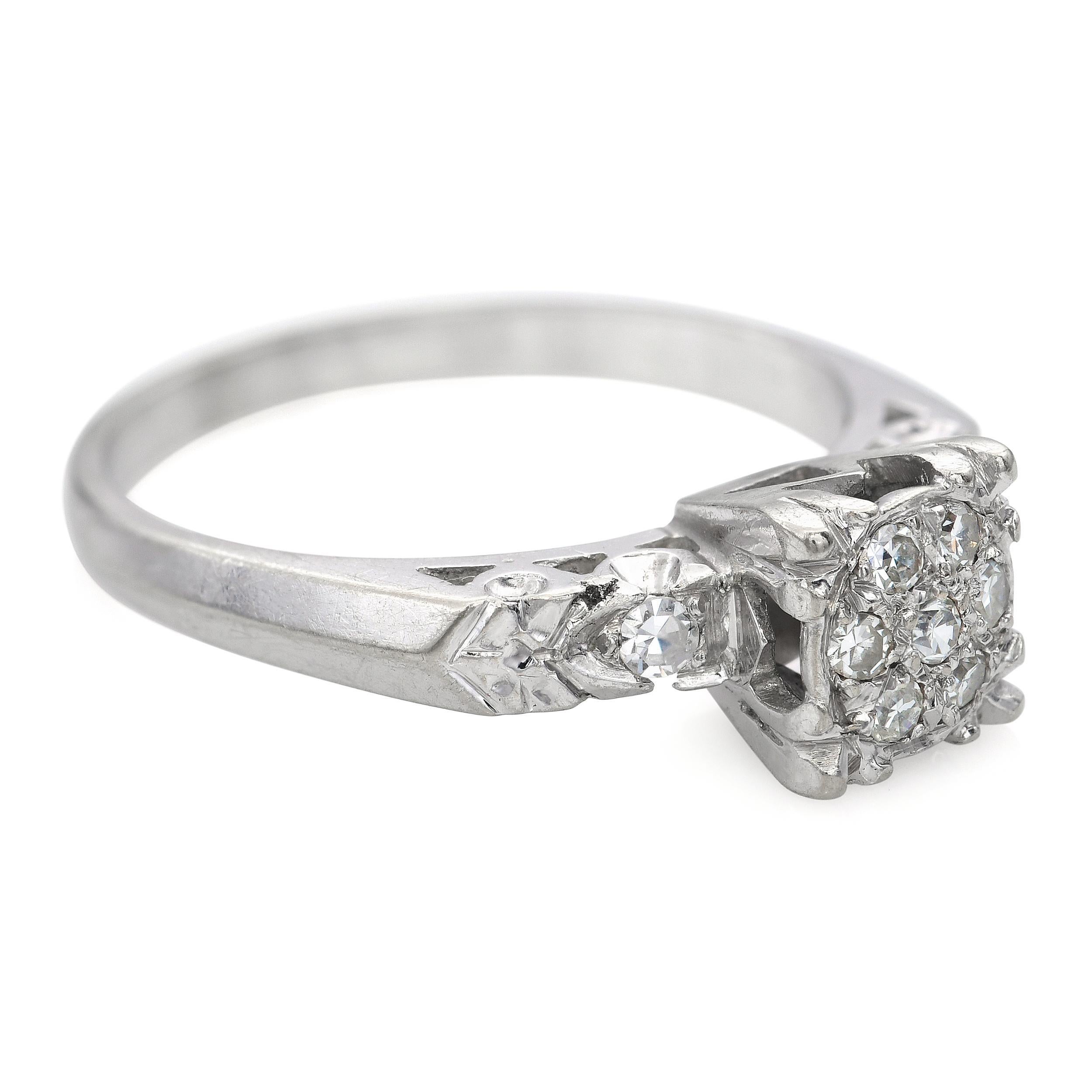 Anillo de diamantes vintage de oro blanco de 14k en venta 1