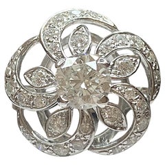 Vintage 14K Weißgold Diamantring mit Diamanten