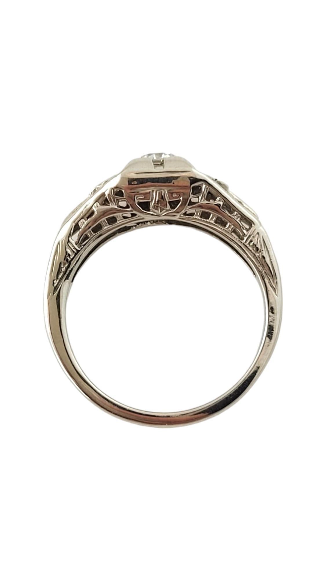 Brilliant Cut Vintage 14K White Gold Diamond Ring Size 4.75 #16930 For Sale
