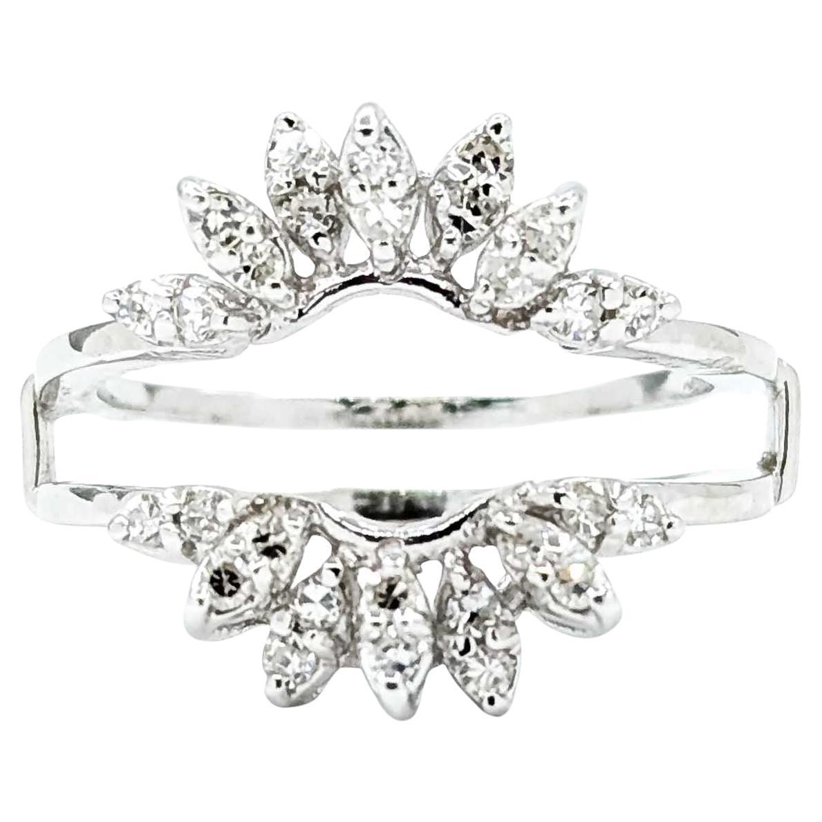 Anello vintage con diamanti in oro bianco 14k in vendita