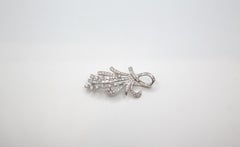 Vintage 14K White Gold Diamond Spray Brooch  Mid-Century Floral Design