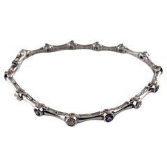 Bracelet vintage en or blanc 14 carats avec tanzanite et diamants n° 15401