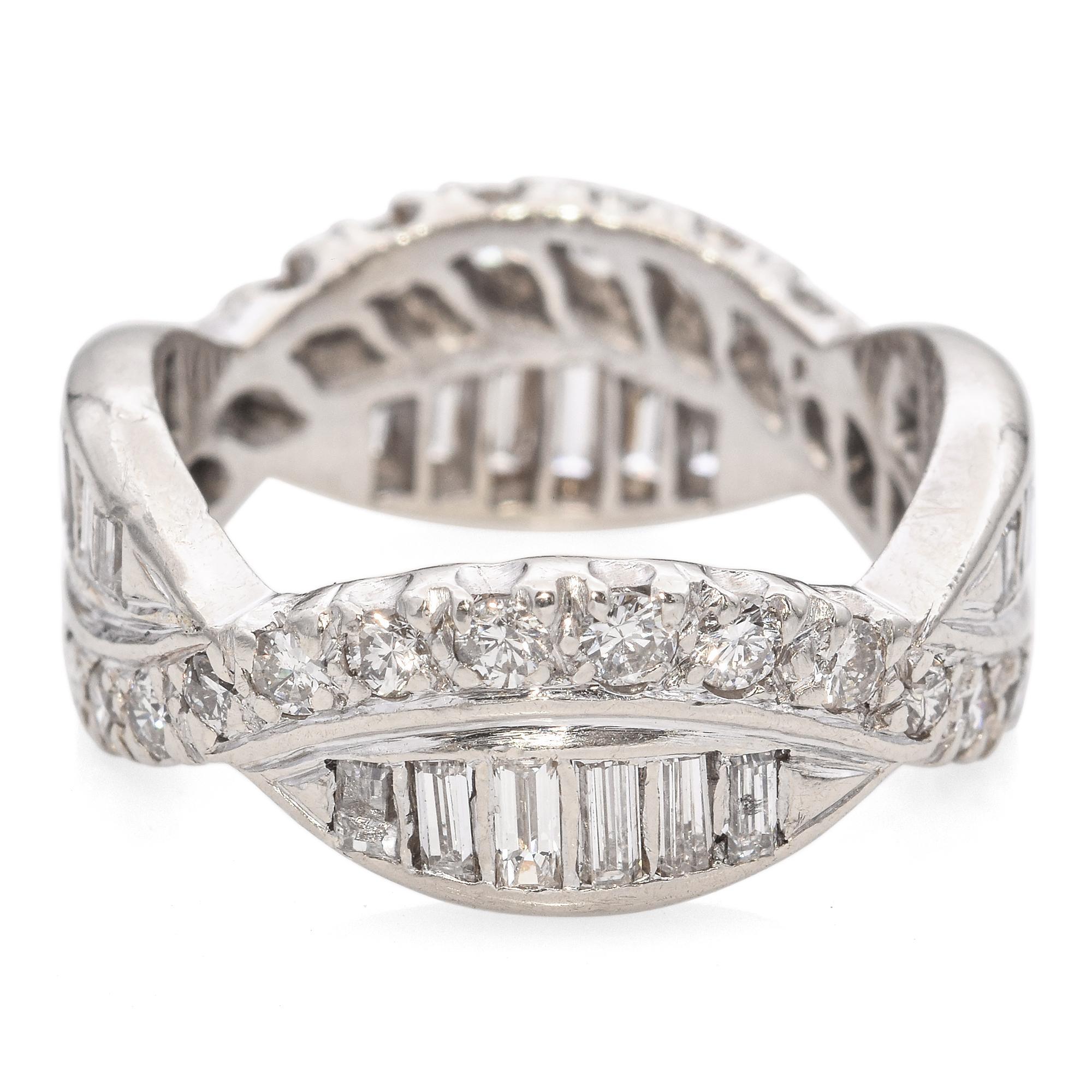 Vintage 14k White Gold Diamond Wedding Band For Sale 1