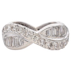 Jonc de mariage vintage en or blanc 14k avec diamant