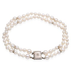 Vintage 14k White Gold Double Strand Pearl Bracelet