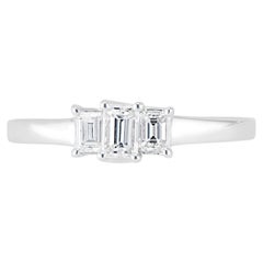Vintage 14K White Gold Emerald Cut Diamond Engagement Ring