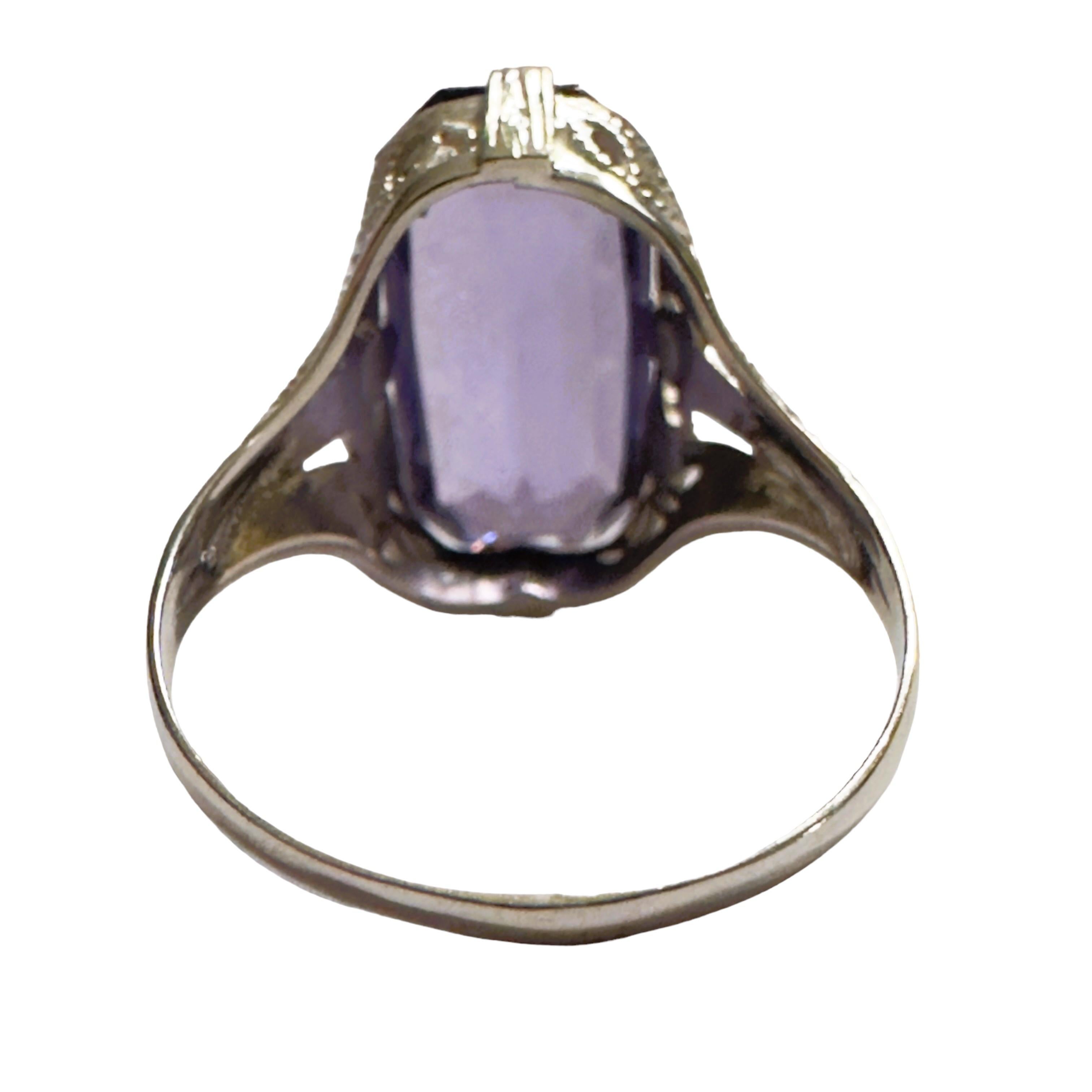 14k Weißgold filigraner lila Quarz-Ring Größe 7,5 4