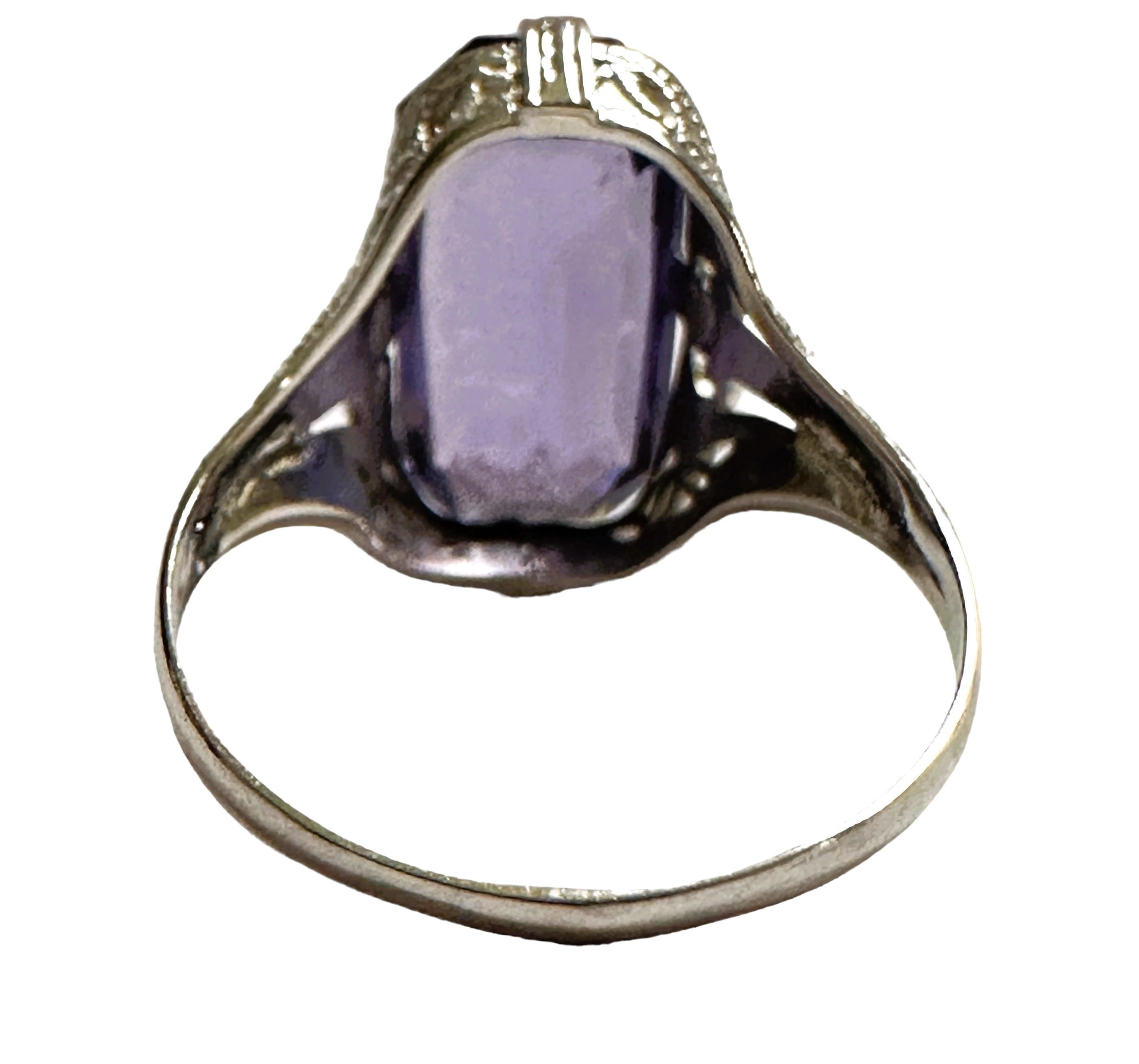 14k Weißgold filigraner lila Quarz-Ring Größe 7,5 Damen