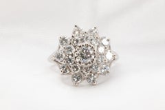 Vintage 14K Weißgold Floral Diamant Cocktail Ring