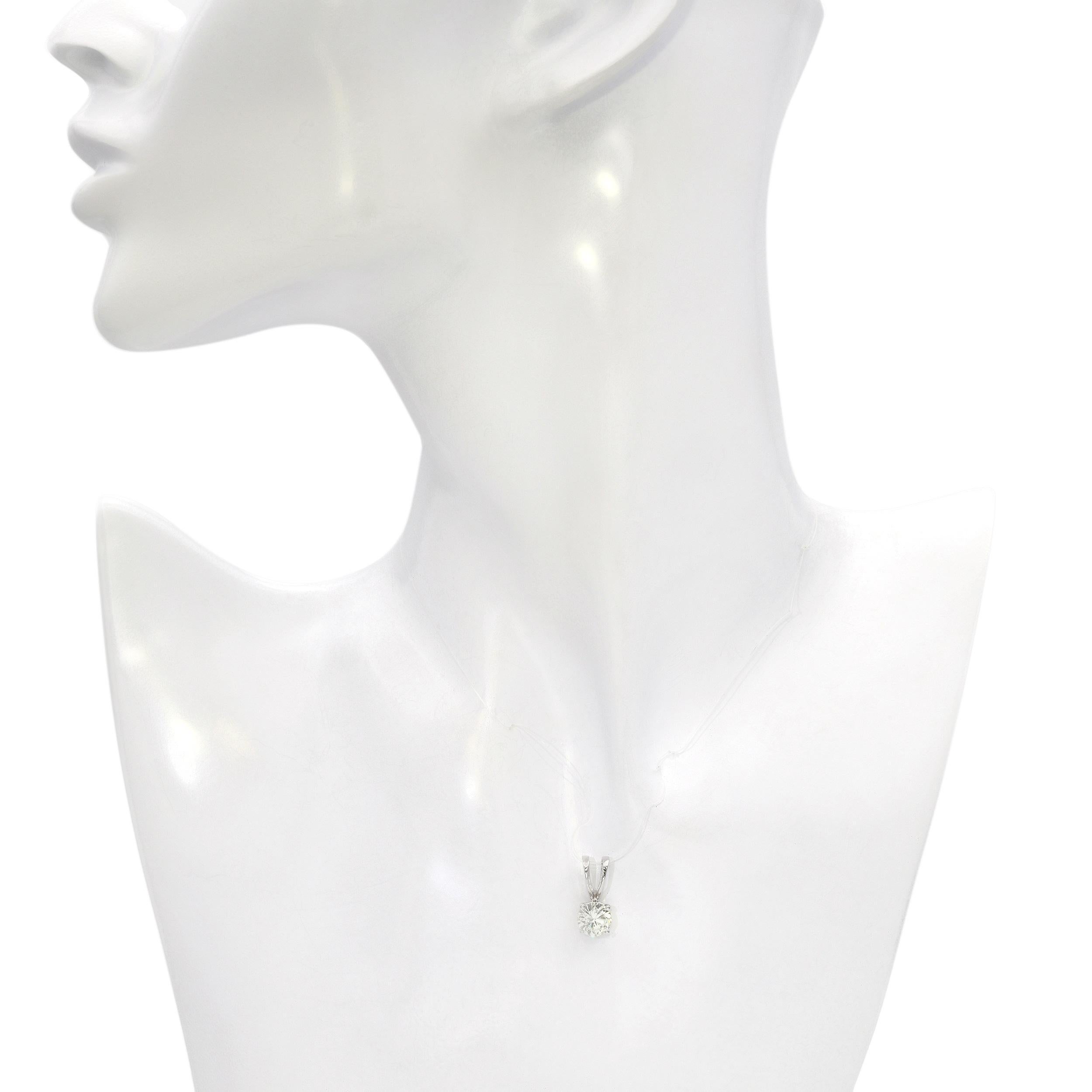 Vintage 14k Weißgold GIA 1,06ct N Vs2 Diamant-Anhänger (Rundschliff) im Angebot