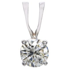 Pendentif vintage en or blanc 14k GIA 1.06ct N Vs2 Diamond