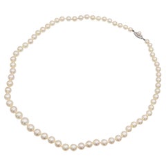 Vintage 14k White Gold Graduated Pearl Strand Necklace
