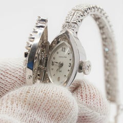 Vintage 14k White Gold Hamilton Ladies Diamond Hidden Watch 2.64cttw - 25.4g