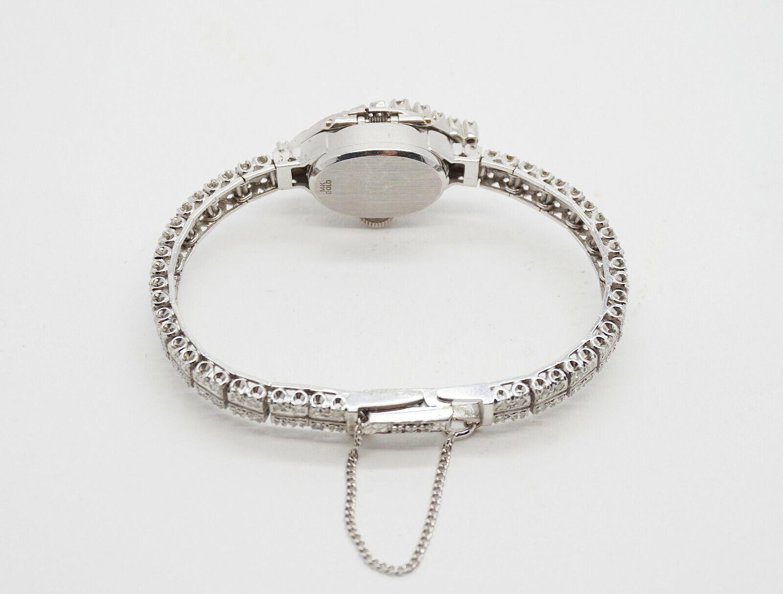 Vintage 14k White Gold Hamilton Ladies Diamond Hidden Watch 2.64cttw - 25.4g For Sale 1