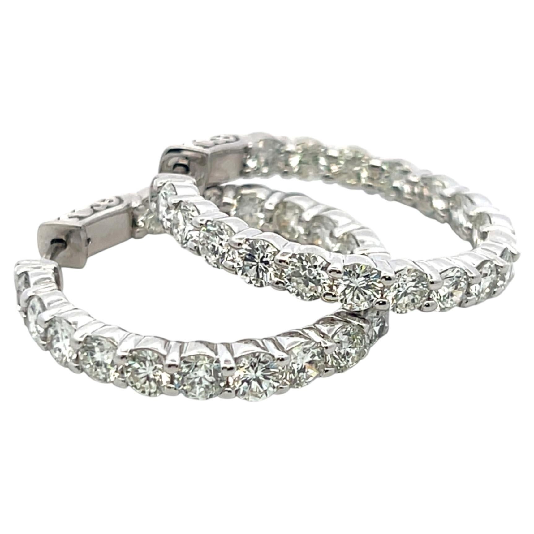Boucles d'oreilles vintage en or blanc 14 carats, diamants G VS de 8 carats