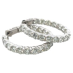 Vintage 14K White Gold Hoop Earrings 8 Carat G VS Diamonds