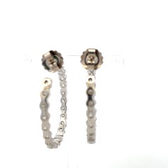 Vintage 14K White Gold Hoop Earrings with 11 Carat Round H-VS Diamonds
