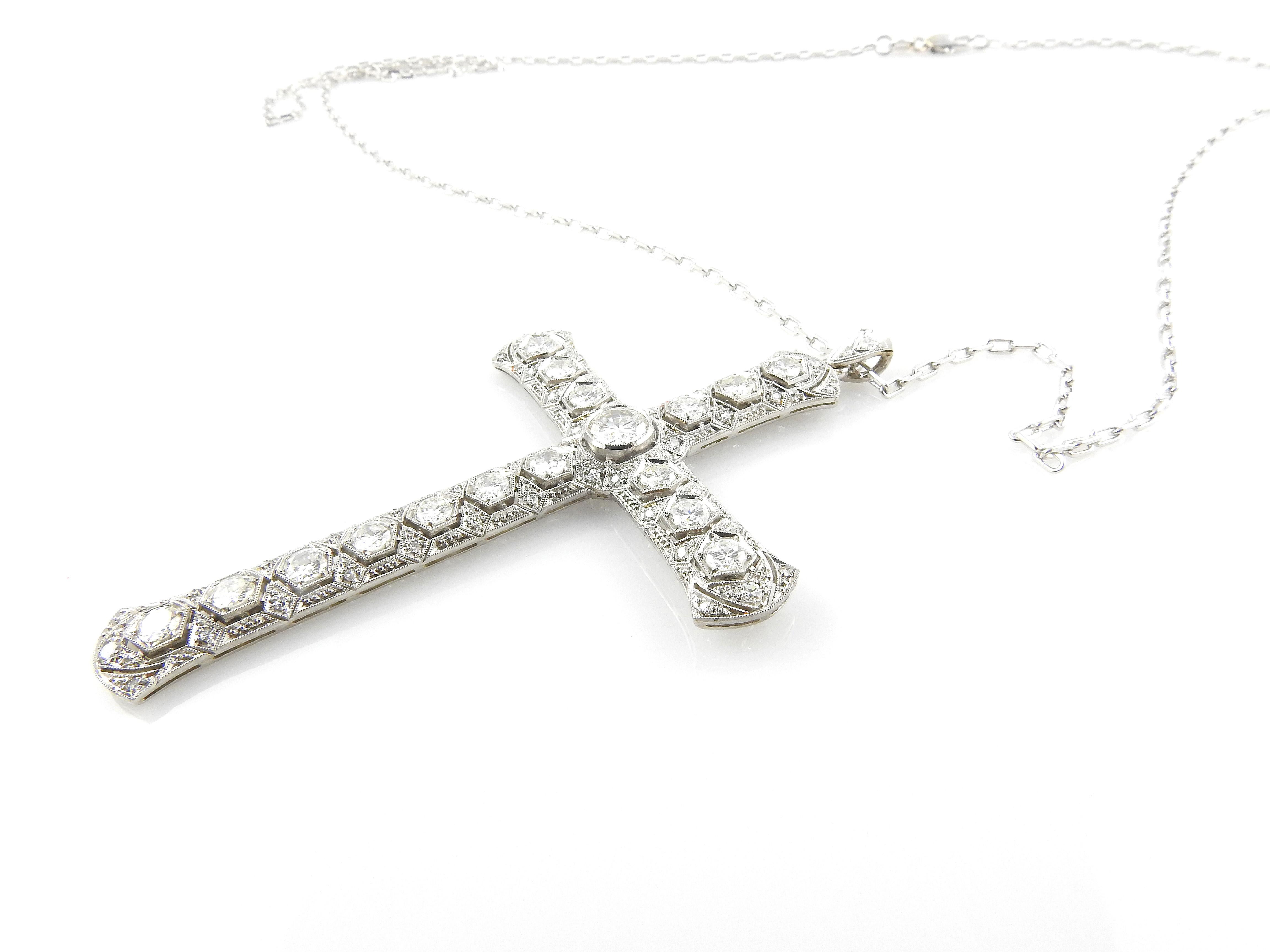 vintage diamond cross necklace