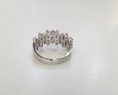 Vintage 14k Weißgold Marquise und Baguette Cut Diamond Wedding Ring