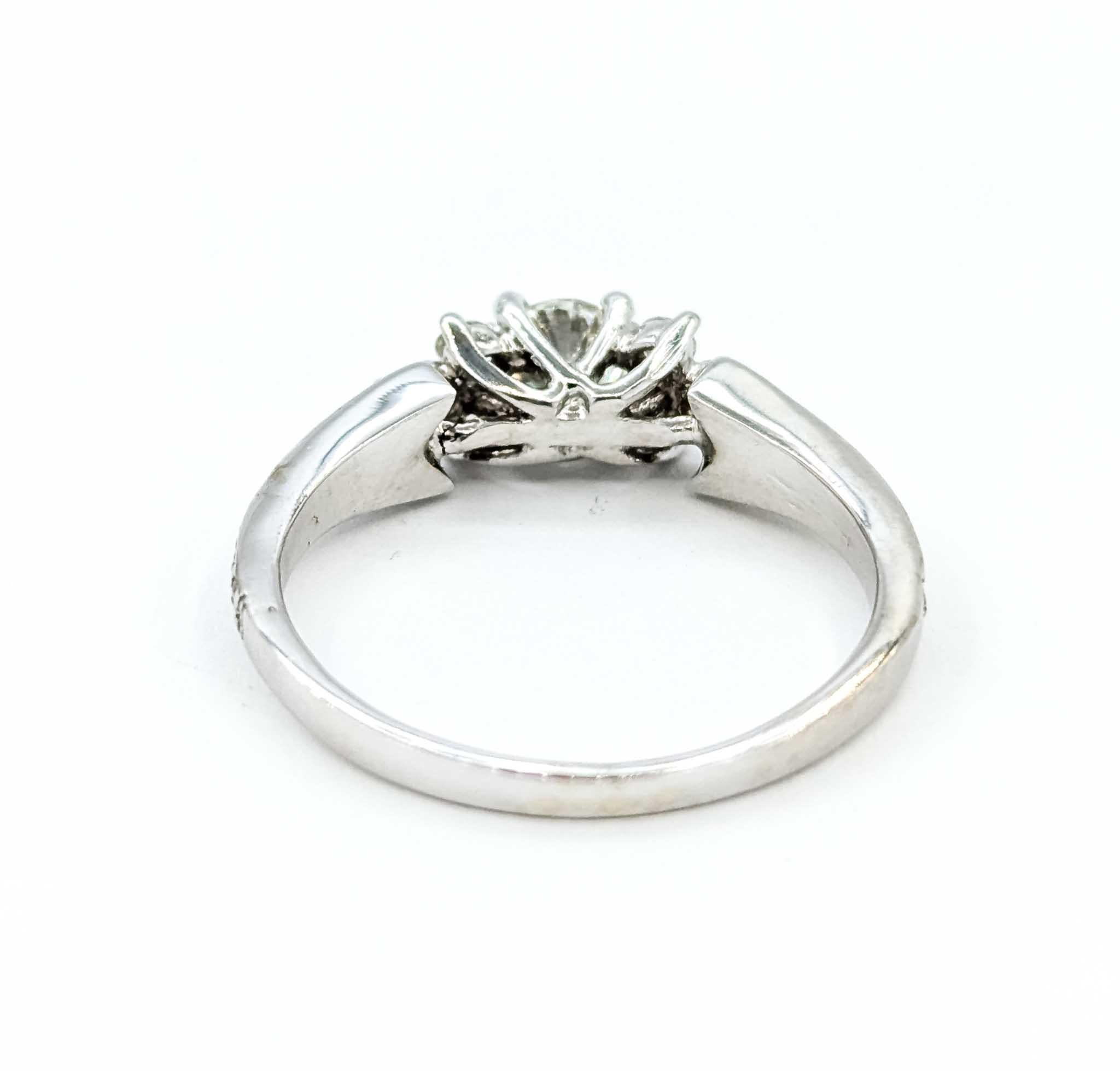 De las mujeres Anillo vintage de oro blanco de 14k con diamantes milgrain en venta
