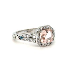 Vintage 14K White Gold Morganite, Diamond, and Blue Topaz Ring Engagement Ring.