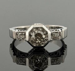 Vintage 14K White Gold Old European Cut Diamond Ring 0.60 CTW Size 6.25 Estate
