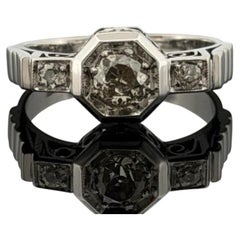 Vintage 14K White Gold Old European Cut Diamond Ring 0.60 CTW Size 6.25 Estate