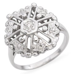 Vintage 14k White Gold Old European Cut Diamond Statement Ring